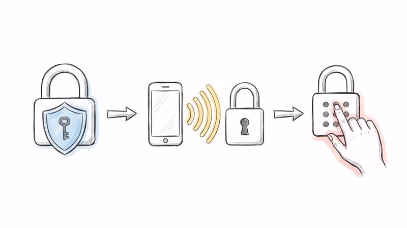 AirBolt smart lock security features including AES 128-bit encryption and manual backup code