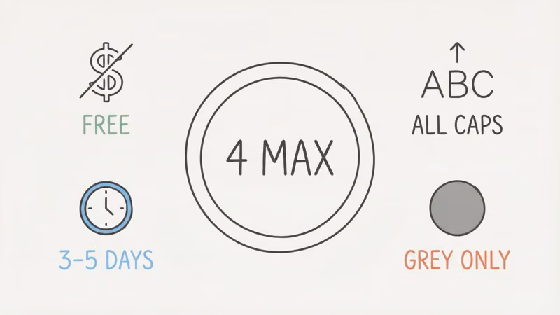 AirTag engraving rules showing 4-character limit, grey rendering, and emoji options