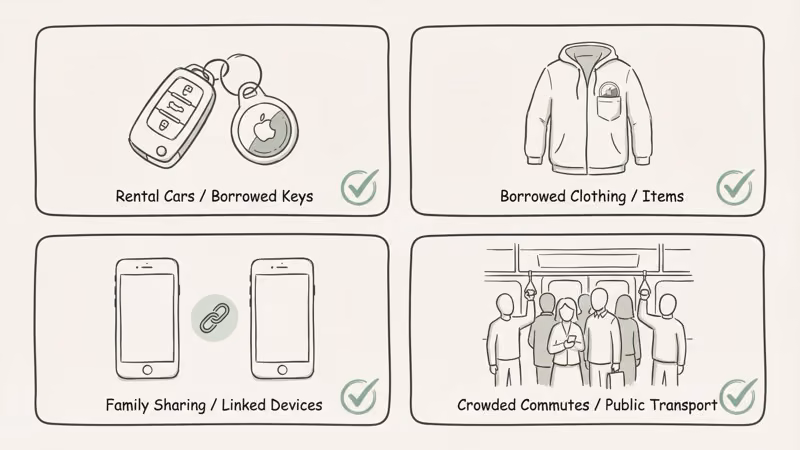 Common innocent causes of AirTag Found Moving With You alerts including borrowed cars