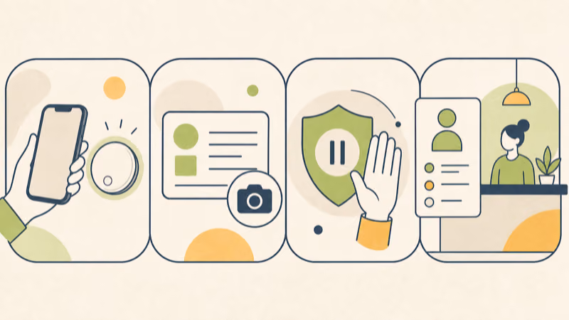 Safety illustration showing identifier documentation, consideration of personal safety, official disable instructions, and law-enforcement support
