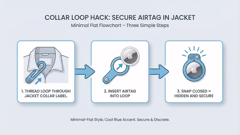 AirTag collar loop attachment hack for securing tracker inside kids coats