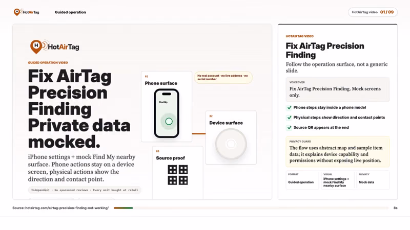 Watch: a guided walkthrough of the Precision Finding fixes, using privacy-safe mocked screens