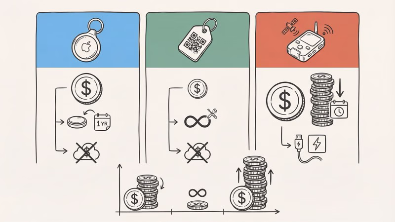 Decision guide showing which dog tracking solution to buy based on use case scenarios