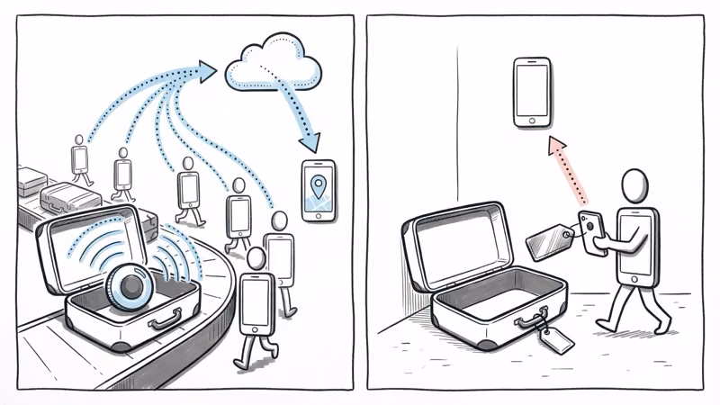 Active AirTag Bluetooth tracking versus passive Dynotag QR code scanning for luggage recovery