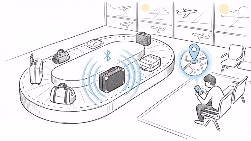 AirTag tracking luggage through airport terminals with Find My location updates on iPhone