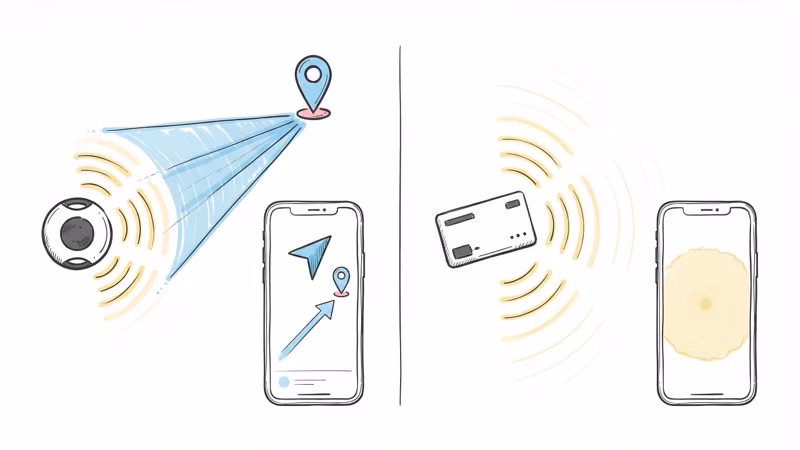 Tracking technology comparison between AirTag UWB Precision Finding and Ekster Bluetooth Low Energy