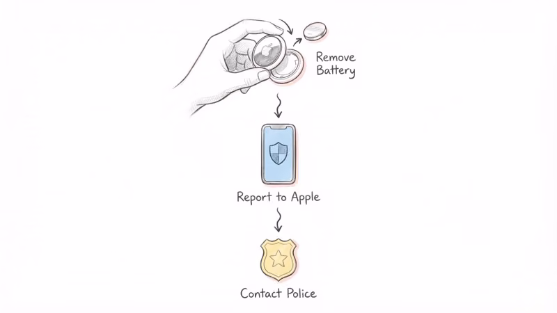 What to do if you find an unwanted AirTag: remove battery, report to Apple, and contact police steps