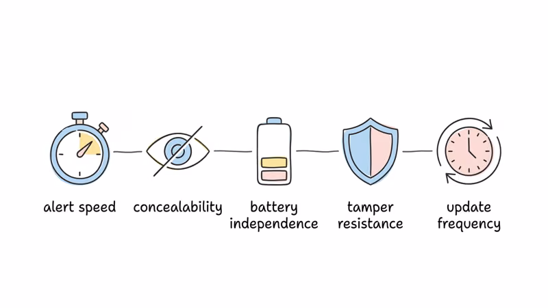 Five key criteria for choosing an anti-theft GPS tracker including alert speed and concealability
