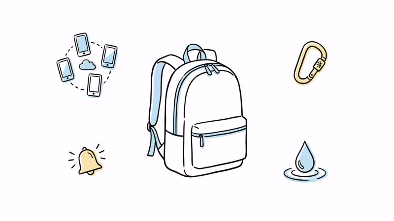 Four key backpack tracker features: network density, attachment, separation alerts, water resistance