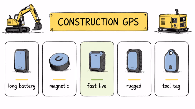At-a-glance comparison of five GPS trackers for heavy construction equipment