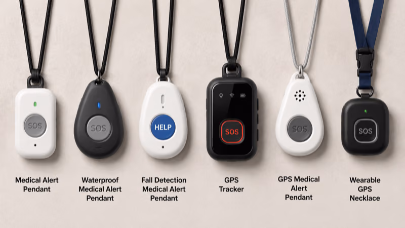 GPS tracker necklaces and pendants for seniors compared side by side