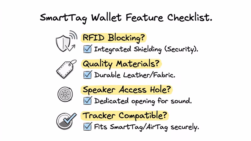 Visual guide to key features for choosing the right Samsung SmartTag 2 wallet