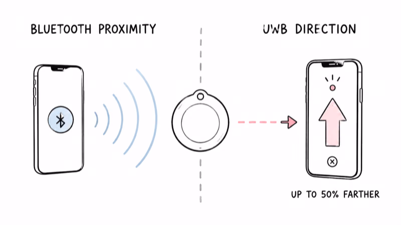 Bluetooth proximity separated from Ultra Wideband directional guidance