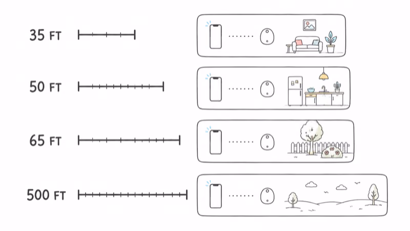 Named tracker tests plotted as separate distance measurements