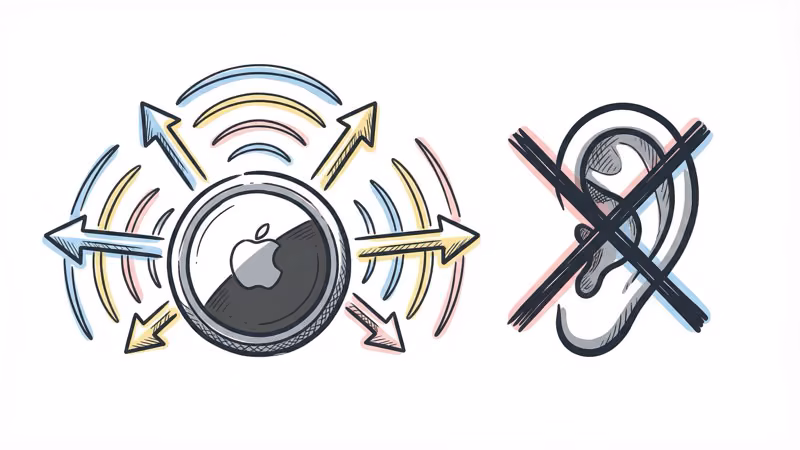AirTag speaker diagram showing sound output only with no microphone input capability