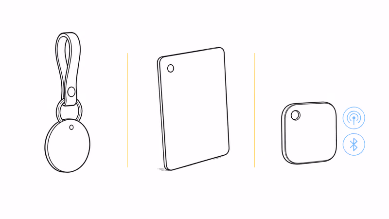 Chipolo LOOP keyring, CARD wallet card, and Pop tag form factors compared side by side