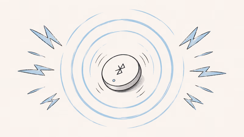 A small bluetooth tracker emitting loud sound waves
