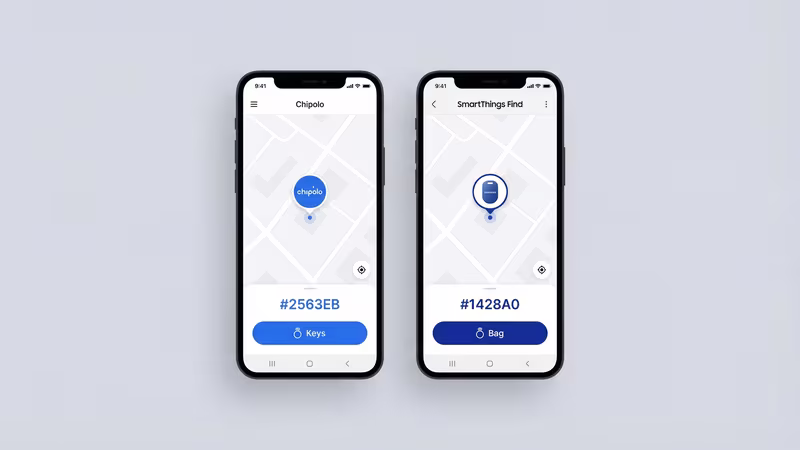 Chipolo app versus Samsung SmartThings app interface showing tracking and automation features