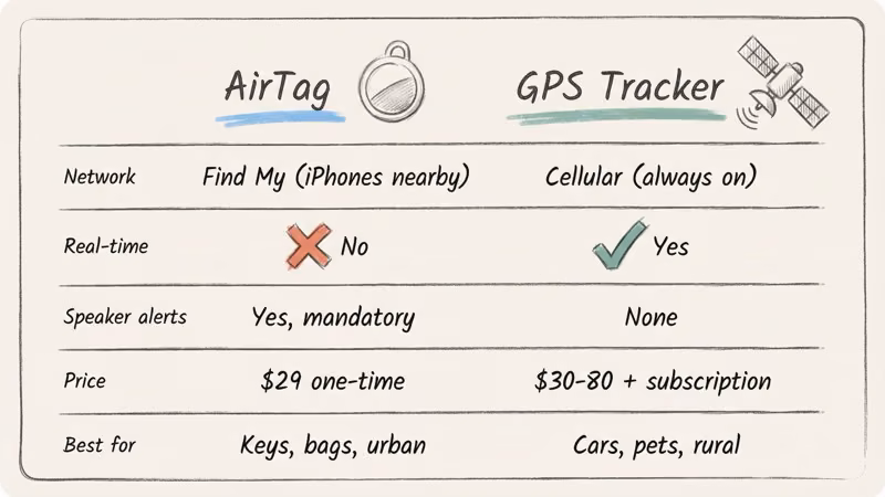 Comparison of AirTag versus dedicated GPS trackers for different use cases
