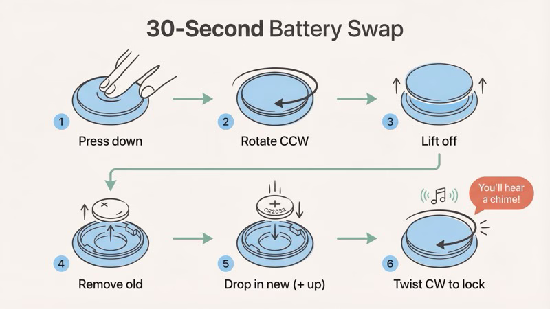 Step-by-step AirTag CR2032 battery replacement process