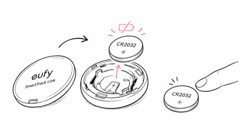 Swapping the CR2032 coin cell in a eufy SmartTrack Link when stale location points to a dying battery