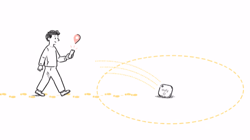 Walking the eufy SmartTrack Link near phones to trigger a fresh Find My location relay
