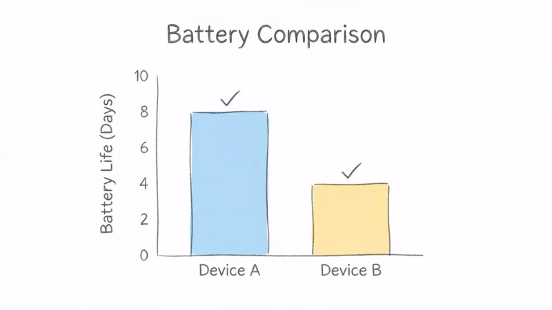 Bar chart comparing Fi Mini 17 day battery life versus Tractive DOG 6 at 4 days