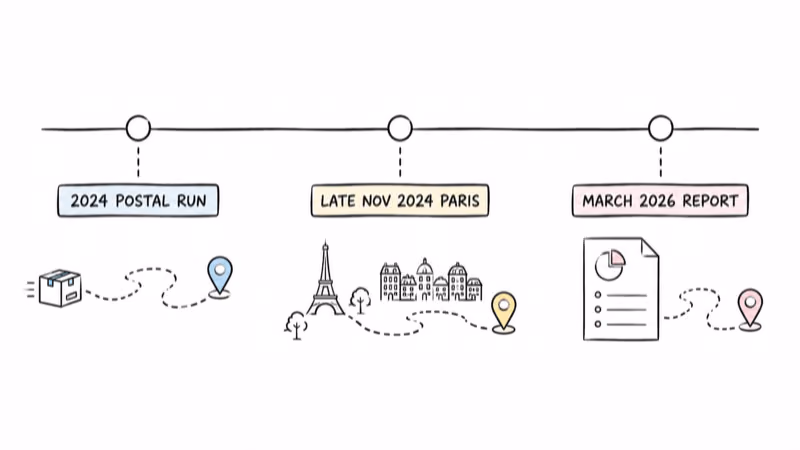 Timeline of three dated Find Hub field test reports