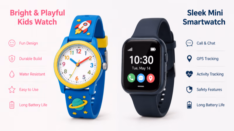 Fitbit Ace LTE and Apple Watch SE compared side by side for kids