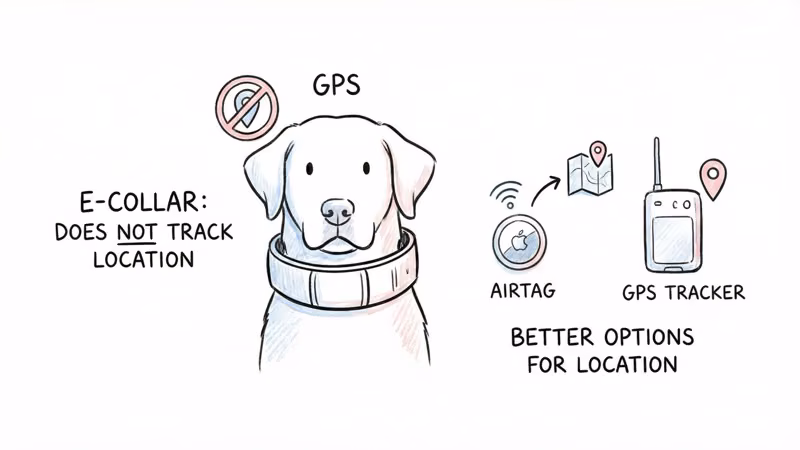 E-collar training device limitations showing no GPS tracking capability