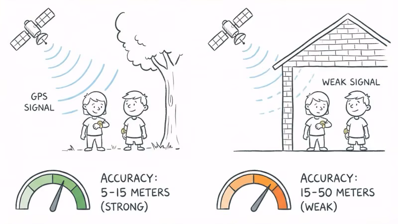 GPS tracking accuracy comparison outdoors versus indoors for kids watches