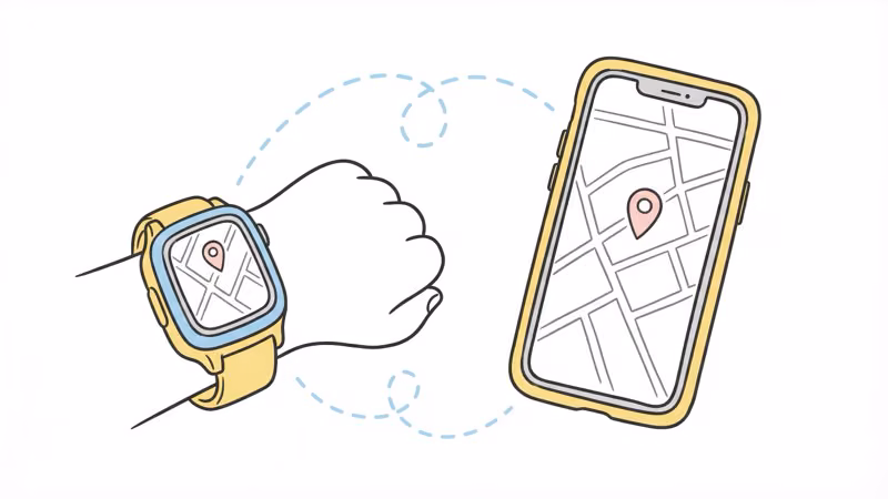 GizmoWatch GPS tracking feature showing a child's real-time location on the GizmoHub app