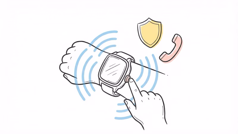 Gizmo Watch 3 SOS emergency button that calls a pre-designated contact when pressed