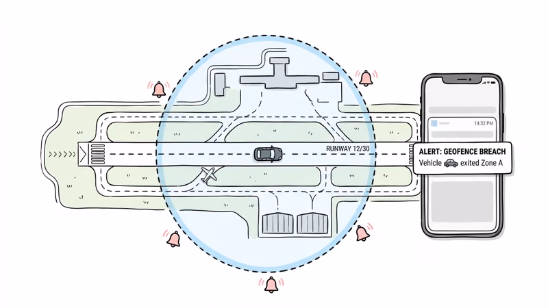 Geofence zones for Turo rental car around airport pickup location