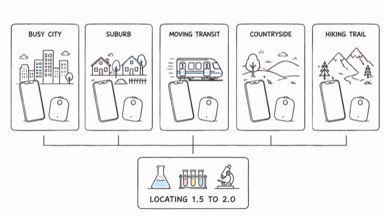 Five equal-weight locating scenes used in the ICRT test