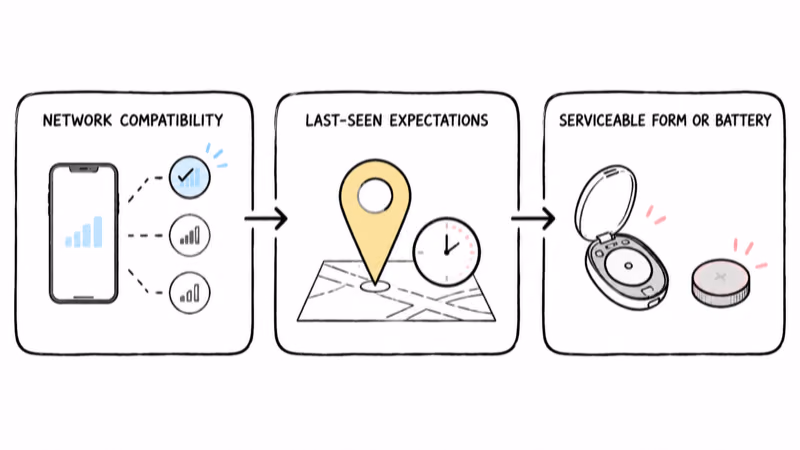 Three-step tracker checklist for network expectations and serviceability