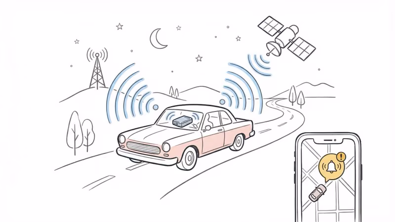 Invoxia GPS tracker sending a real-time theft alert notification to a phone