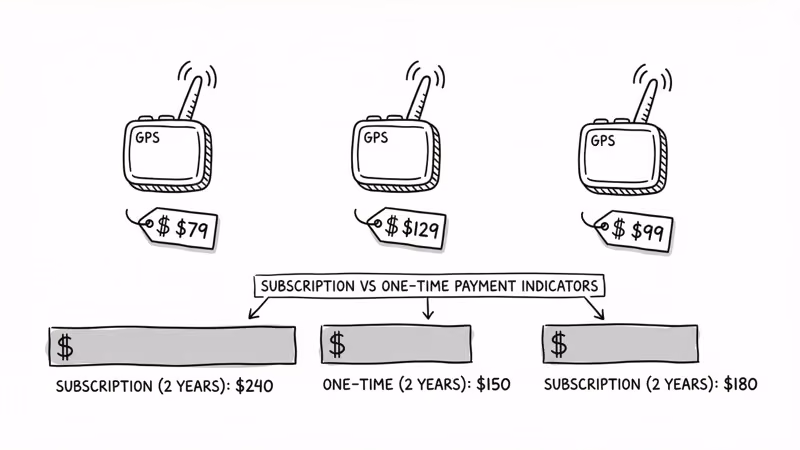 Two-year cost comparison between Jiobit, Tractive, and discontinued Whistle GPS pet trackers