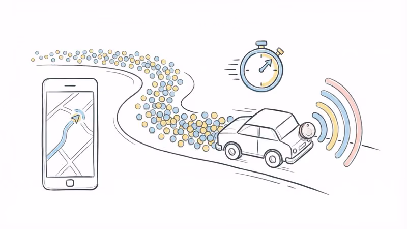 LandAirSea 54 real-time tracking map showing 3-second update intervals with turn-by-turn vehicle movement