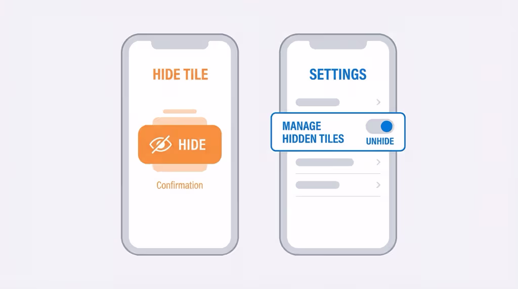 Tile hide and unhide options in the Life360 app settings