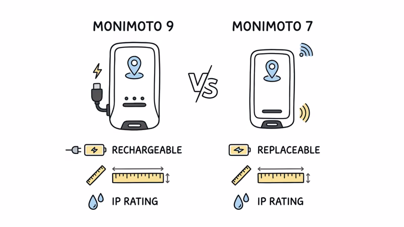 Monimoto 9 and Monimoto 7 side by side showing key model differences