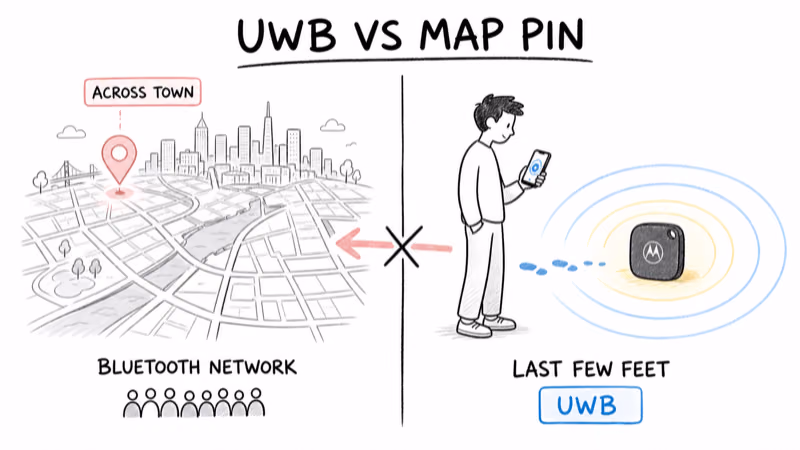 Why UWB Precision Finding does not fix a stale map pin on a Moto Tag 2