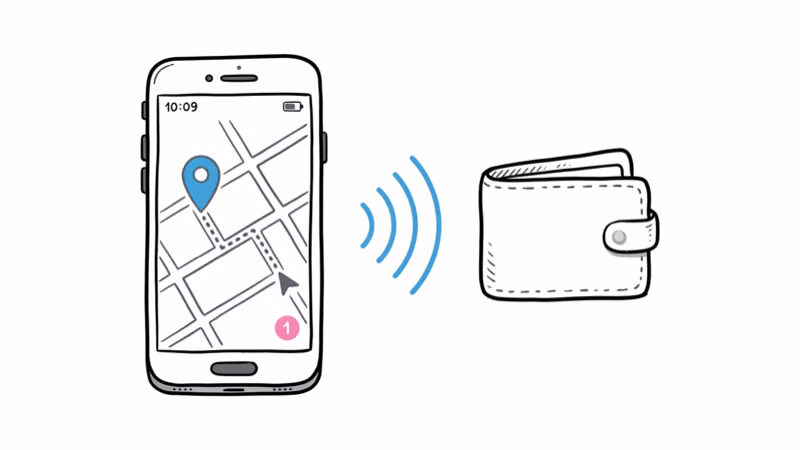 Phone showing Find My app locating Nomad Tracking Card Air via Bluetooth