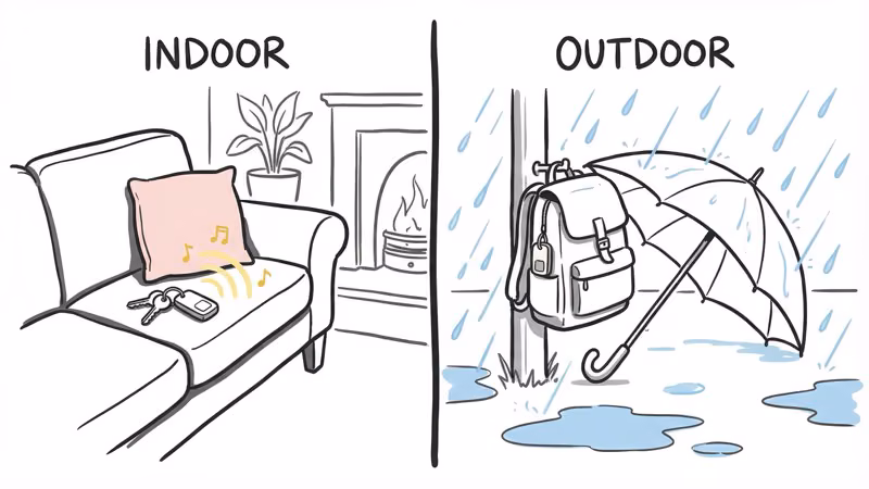 Nutale and Tile trackers side by side showing design and size differences