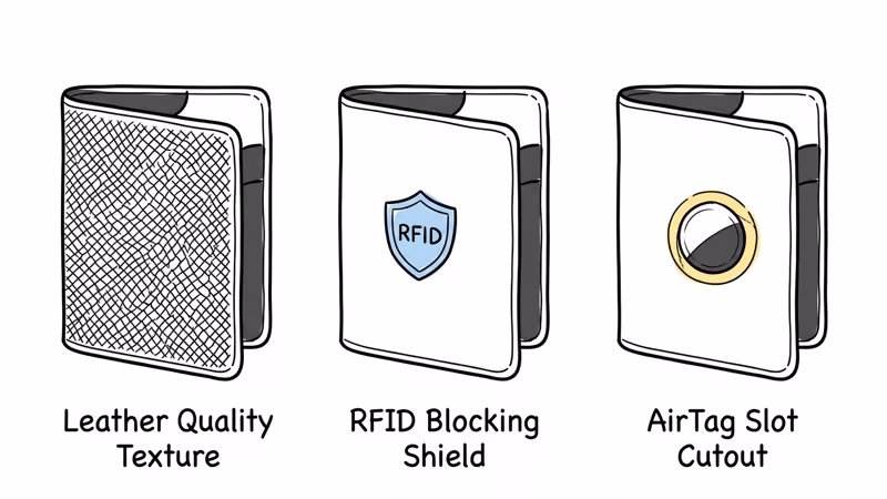 passport holder feature comparison with leather quality and AirTag slot