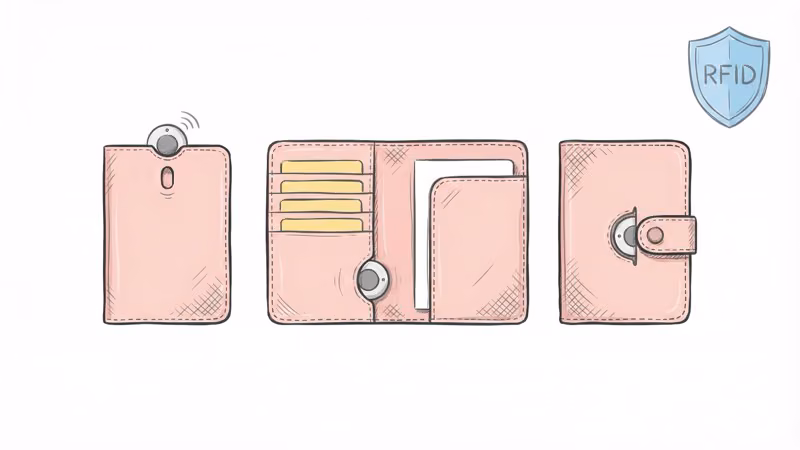 Leather passport holder with AirTag slot open showing the dedicated round cutout for AirTag