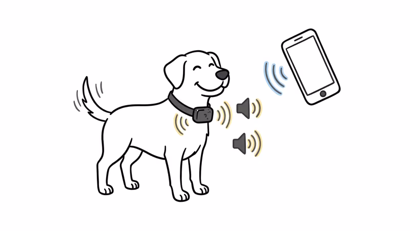 Pawfit dog tracker audio features and voice commands for remote pet recall