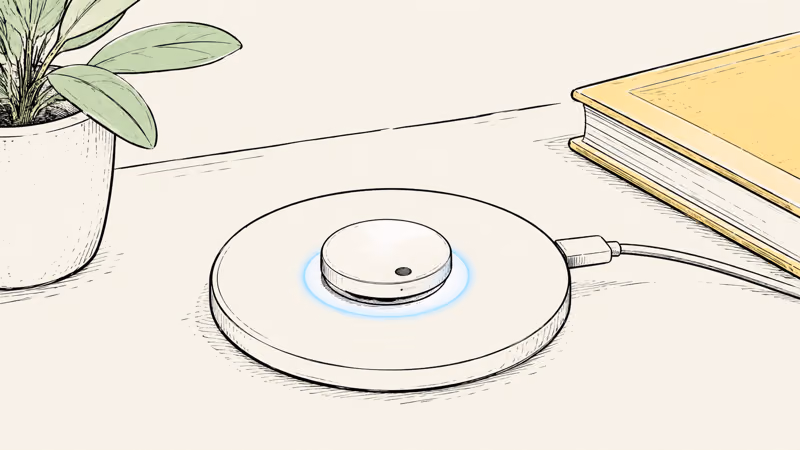A small tracker charging on a wireless pad
