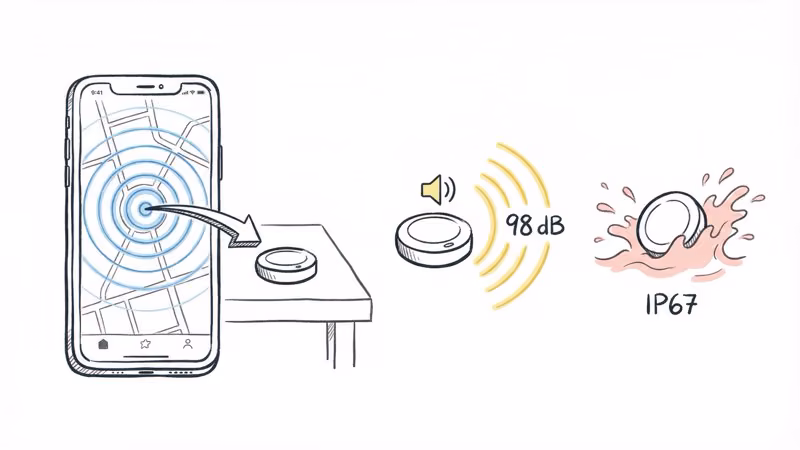 Apple Find My app showing AirTag precision finding with directional arrow and distance indicator