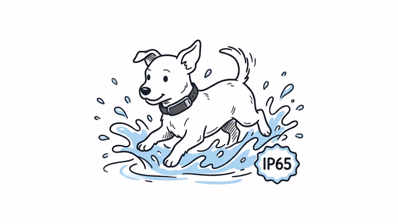 PitPat IP67 tracker submerged in water demonstrating waterproof rating for dog use